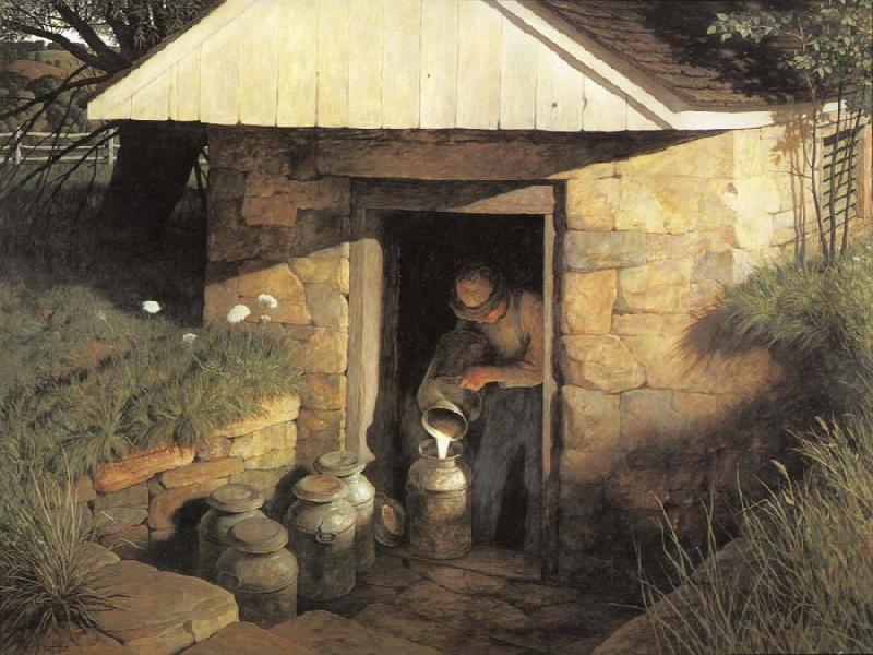 NC Wyeth Springhouse oil painting image